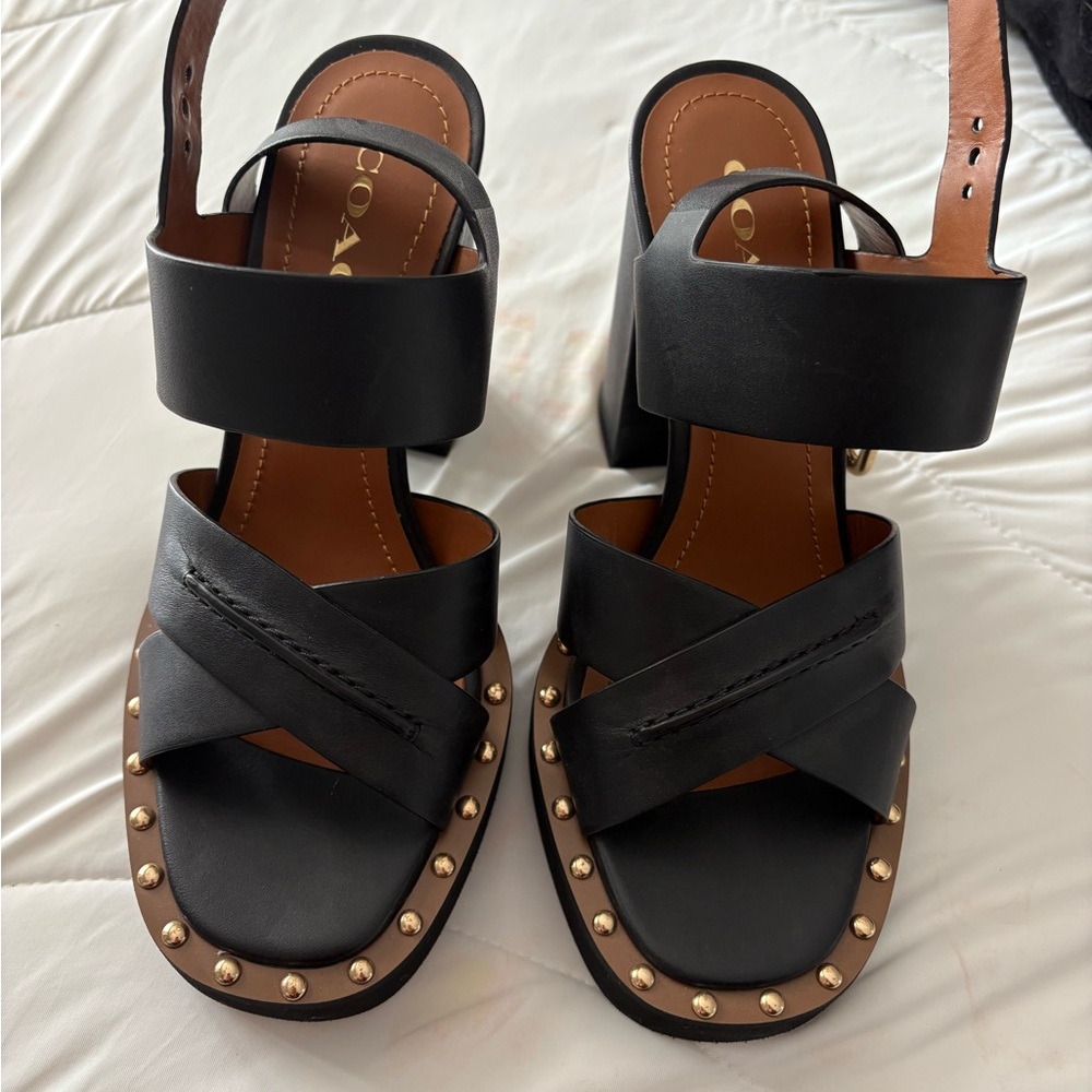 Coach Callie sandals with Gold Studs